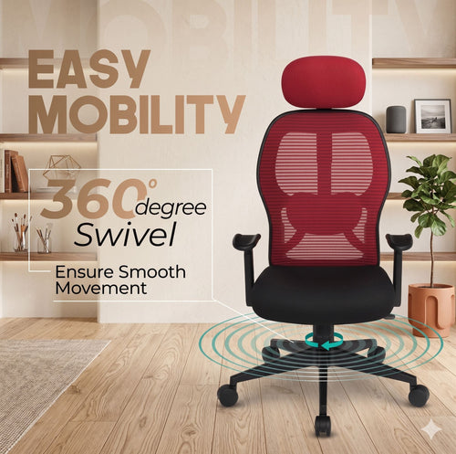 COZY CUB Mesh Office Adjustable Arm Chair (Red, DIY(Do-It-Yourself))