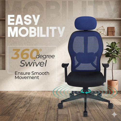 COZY CUB Mesh Office Adjustable Arm Chair (Blue, DIY(Do-It-Yourself))