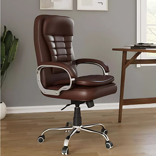 COZY CUB Leatherette Office Executive Chair (BROWN, DIY(Do-It-Yourself))