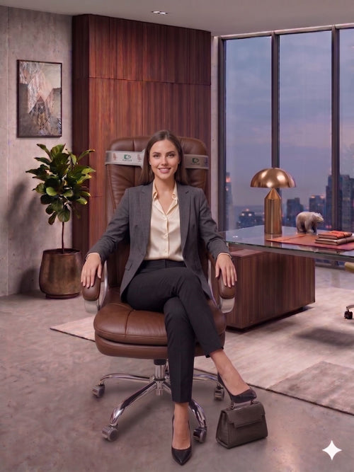 COZY CUB Office Designer Chair PP Chrome Arms High Back Leatherette Office Executive Chair (Brown, Optional Installation Available)