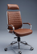 COZY CUB Elegant High Back Metal Body Boss Chair Leatherette Office Arm Chair Leatherette Office Executive Chair (Brwon, DIY(Do-It-Yourself))