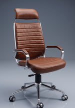 COZY CUB Elegant High Back Metal Body Boss Chair Leatherette Office Arm Chair Leatherette Office Executive Chair (Brwon, DIY(Do-It-Yourself))