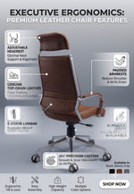 COZY CUB Elegant High Back Metal Body Boss Chair Leatherette Office Arm Chair Leatherette Office Executive Chair (Brwon, DIY(Do-It-Yourself))
