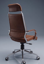 COZY CUB Elegant High Back Metal Body Boss Chair Leatherette Office Arm Chair Leatherette Office Executive Chair (Brwon, DIY(Do-It-Yourself))