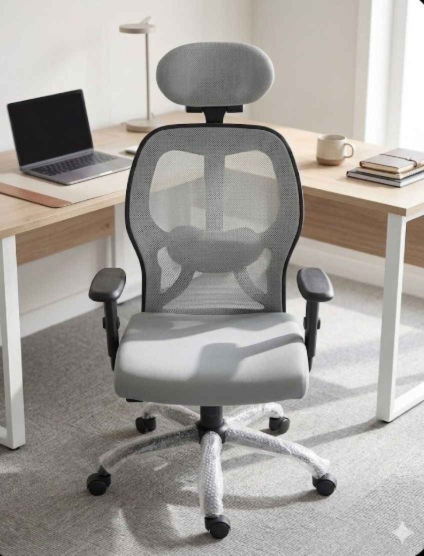 COZY CUB Ergonomic Office Chair with Back Support & Head Rest Mesh Office Adjustable Arm Chair (Grey, DIY(Do-It-Yourself))