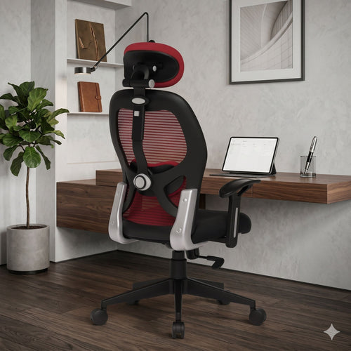 COZY CUB Mesh Office Adjustable Arm Chair (Red, DIY(Do-It-Yourself))