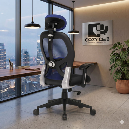 COZY CUB Mesh Office Adjustable Arm Chair (Blue, DIY(Do-It-Yourself))