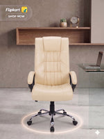 COZY CUB HIGH Back with Steel Base and 1 Year manufacturer Warranty on the Product Leatherette Office Executive Chair (Cream, Optional Installation Available)