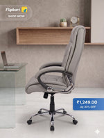 COZY CUB HIGH Back with Steel Base and 1 Year manufacturer Warranty on the Product Leatherette Office Executive Chair (Grey, Optional Installation Available)