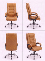 COZY CUB HIGH Back with Steel Base and 1 Year manufacturer Warranty on the Product Leatherette Office Executive Chair (Lite Brown, Optional Installation Available)