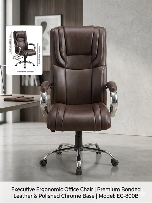 COZY CUB High Back Metal Body Boss Chair Leatherette Leatherette Office Executive Chair (Brown, DIY(Do-It-Yourself))