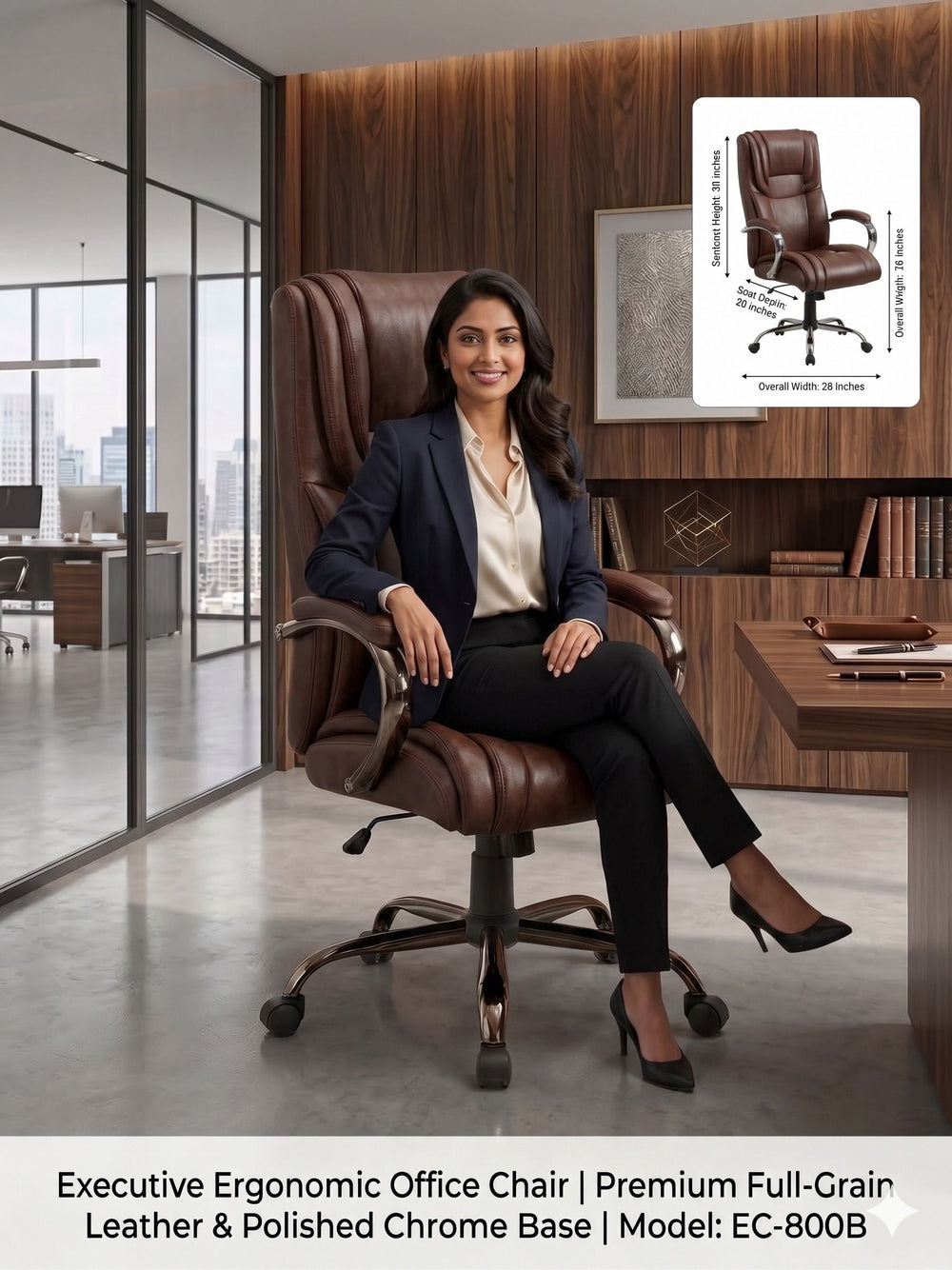 COZY CUB High Back Metal Body Boss Chair Leatherette Leatherette Office Executive Chair (Brown, DIY(Do-It-Yourself))