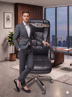 COZY CUB Office Designer Chair PP Chrome Arms High Back Leatherette Office Executive Chair (Black, Optional Installation Available)