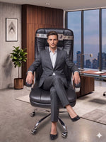 COZY CUB Office Designer Chair PP Chrome Arms High Back Leatherette Office Executive Chair (Black, Optional Installation Available)