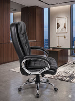 COZY CUB Office Designer Chair PP Chrome Arms High Back Leatherette Office Executive Chair (Black, Optional Installation Available)