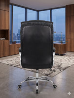 COZY CUB Office Designer Chair PP Chrome Arms High Back Leatherette Office Executive Chair (Black, Optional Installation Available)