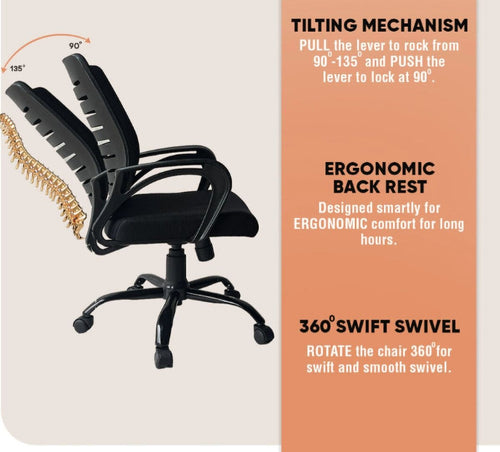 COZY CUB Mesh Office Executive Chair (Black, DIY(Do-It-Yourself))