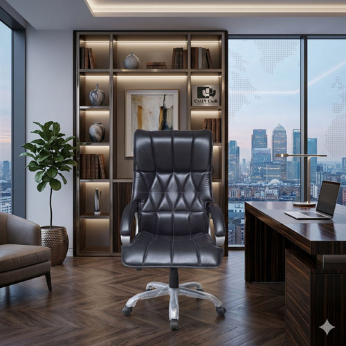 COZY CUB High Back Ergonomic Home & Office use Premium Finish Leatherette Office Executive Chair (Black, DIY(Do-It-Yourself))