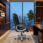 COZY CUB HIGH Back with Steel Base and 1 Year manufacturer Warranty on the Product Leatherette Office Executive Chair (Black, Optional Installation Available)