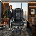 COZY CUB HIGH Back with Steel Base and 1 Year manufacturer Warranty on the Product Leatherette Office Executive Chair (Black, Optional Installation Available)