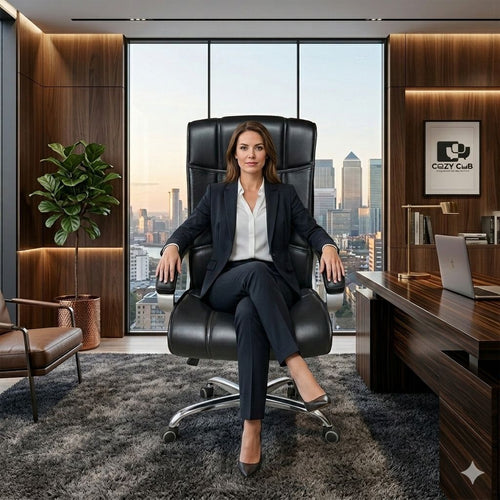 COZY CUB HIGH Back with Steel Base and 1 Year manufacturer Warranty on the Product Leatherette Office Executive Chair (Black, Optional Installation Available)
