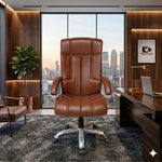 COZY CUB HIGH Back with Steel Base and 1 Year manufacturer Warranty on the Product Leatherette Office Executive Chair (Lite Brown, Optional Installation Available)
