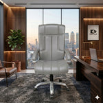 COZY CUB HIGH Back with Steel Base and 1 Year manufacturer Warranty on the Product Leatherette Office Executive Chair (Grey, Optional Installation Available)