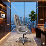 COZY CUB HIGH Back with Steel Base and 1 Year manufacturer Warranty on the Product Leatherette Office Executive Chair (Grey, Optional Installation Available)