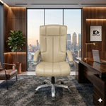 COZY CUB HIGH Back with Steel Base and 1 Year manufacturer Warranty on the Product Leatherette Office Executive Chair (Cream, Optional Installation Available)