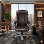 COZY CUB Leatherette Office Executive Chair (Brown, Optional Installation Available)