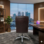 COZY CUB Leatherette Office Executive Chair (Brown, Optional Installation Available)