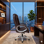 COZY CUB Leatherette Office Executive Chair (Brown, Optional Installation Available)